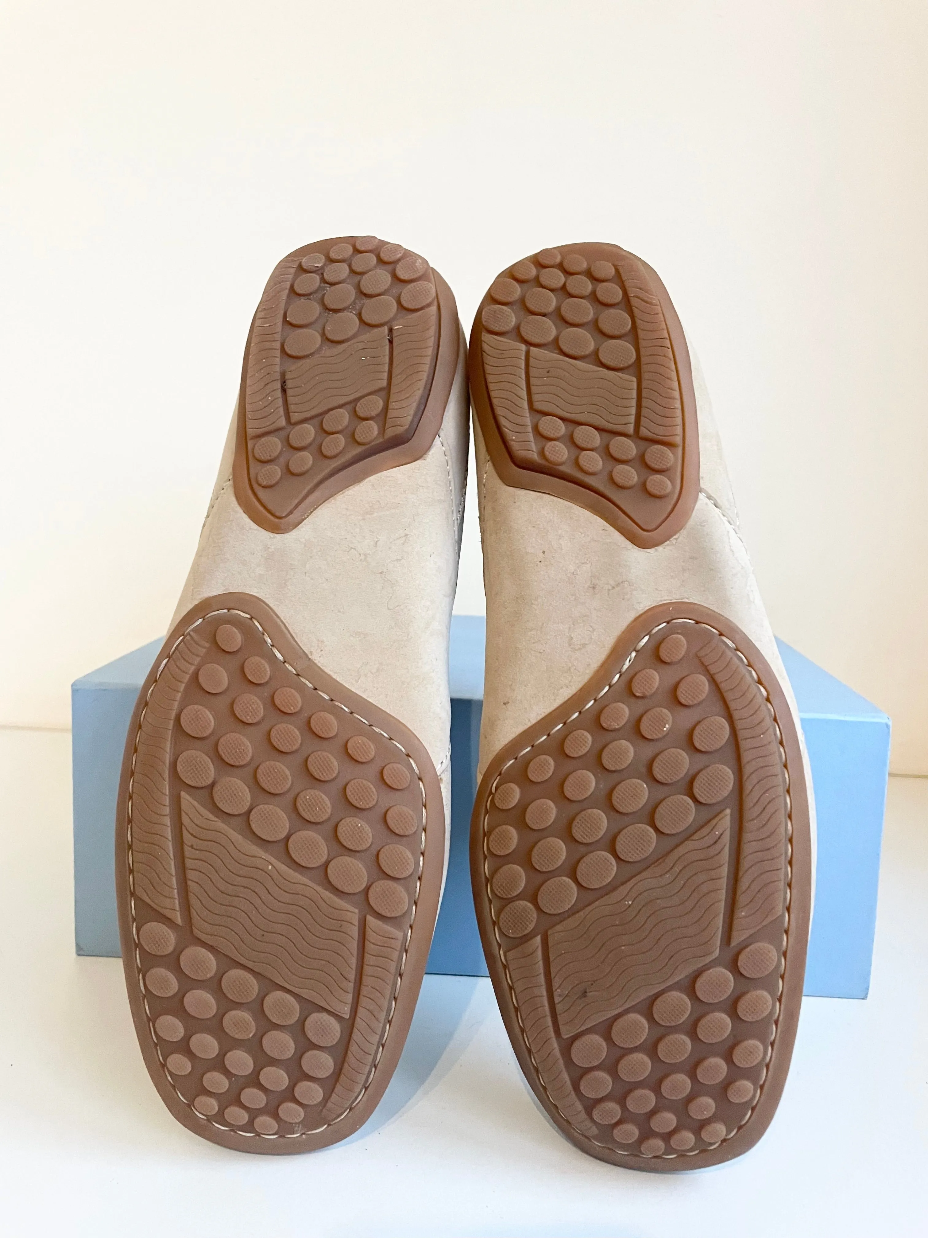 AIGLE BEIGE MOLESKIN LEATHER FLAT LOAFERS SIZE 7/40