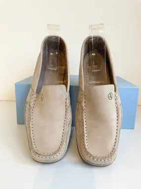 AIGLE BEIGE MOLESKIN LEATHER FLAT LOAFERS SIZE 7/40