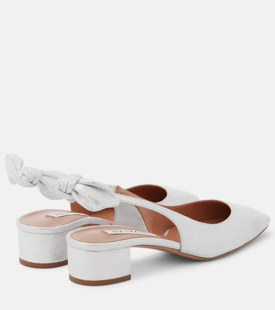 Aquazzura Very Bow leather slingback pumps