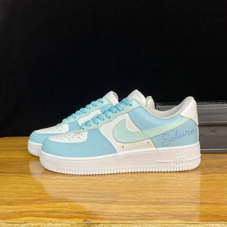 Baby Blue Lettering Custom Air Force 1