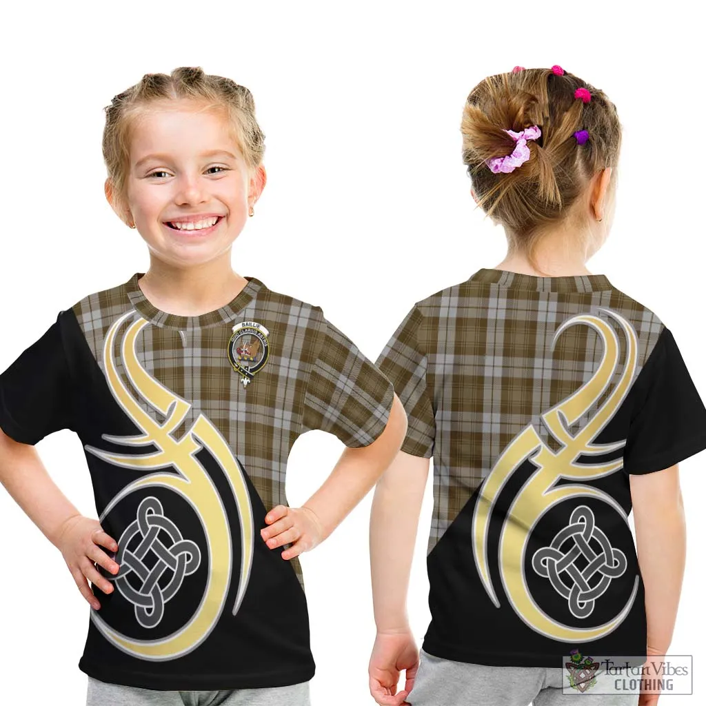 Baillie Dress Tartan Kid T-Shirt with Family Crest and Celtic Symbol Style
