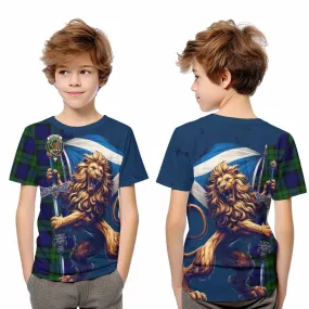 Bannatyne Tartan Family Crest Kid T-Shirt with Scottish Majestic Lion