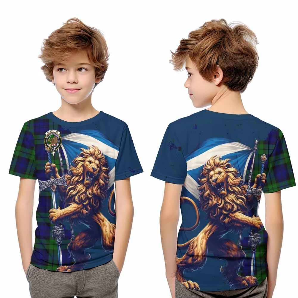 Bannatyne Tartan Family Crest Kid T-Shirt with Scottish Majestic Lion