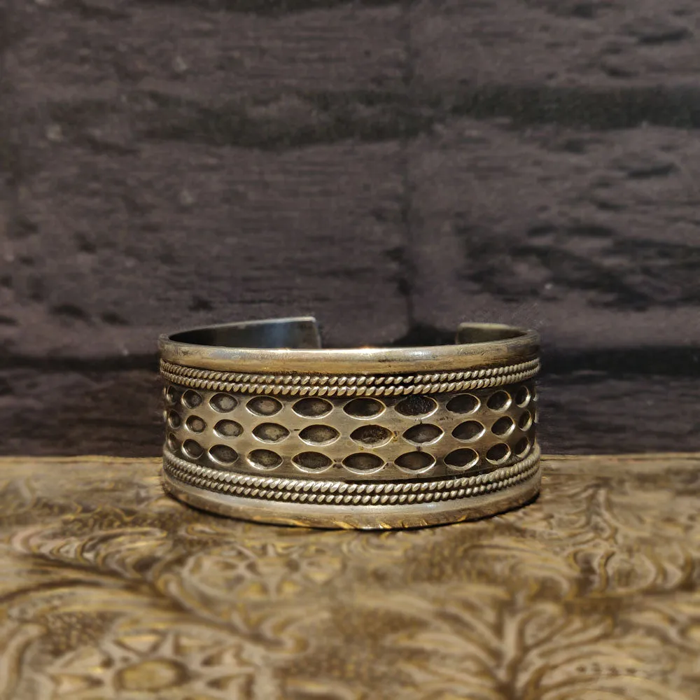 Bold Carved Silver Cuff