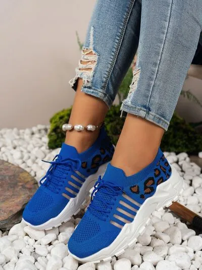 Cutout Leopard Lace Up Mesh Athletic (multiple color options)
