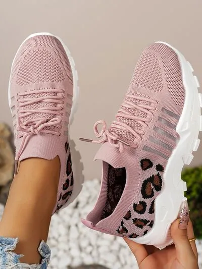 Cutout Leopard Lace Up Mesh Athletic (multiple color options)