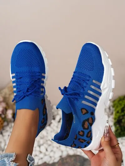 Cutout Leopard Lace Up Mesh Athletic (multiple color options)