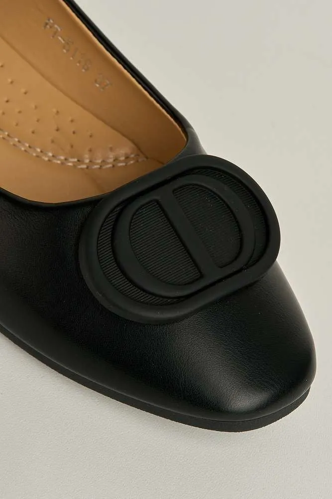 Dalia Monogram Detail Brooch Pumps in Black