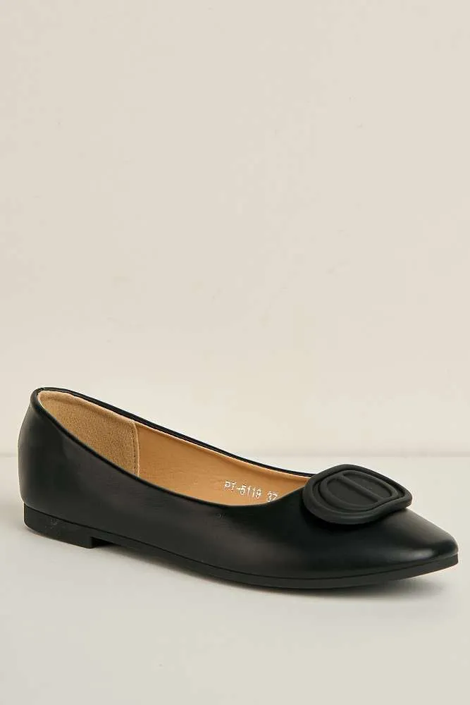 Dalia Monogram Detail Brooch Pumps in Black