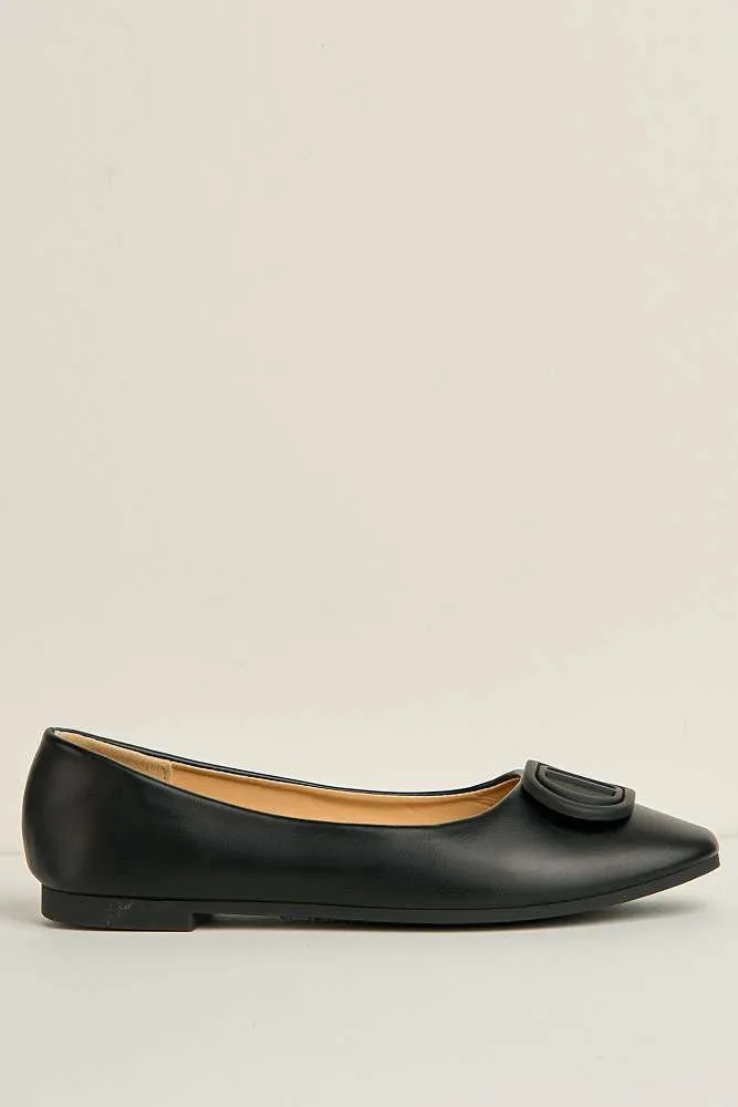Dalia Monogram Detail Brooch Pumps in Black