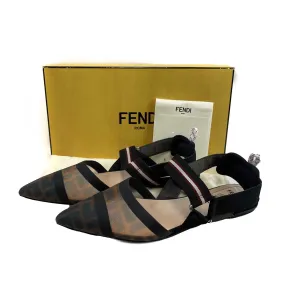 Fendi Colibr Multicolor Tech Mesh Medium-Heel Slingbacks Brown 38 USS 8 Shoes