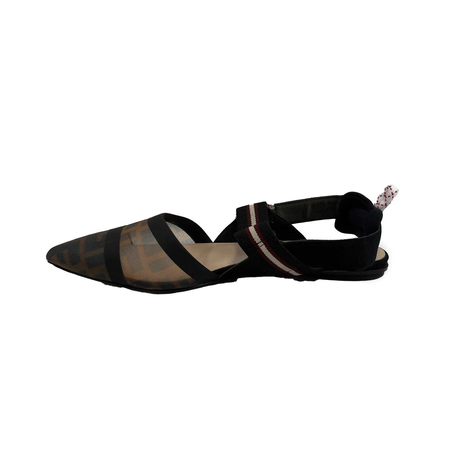 Fendi Colibr Multicolor Tech Mesh Medium-Heel Slingbacks Brown 38 USS 8 Shoes