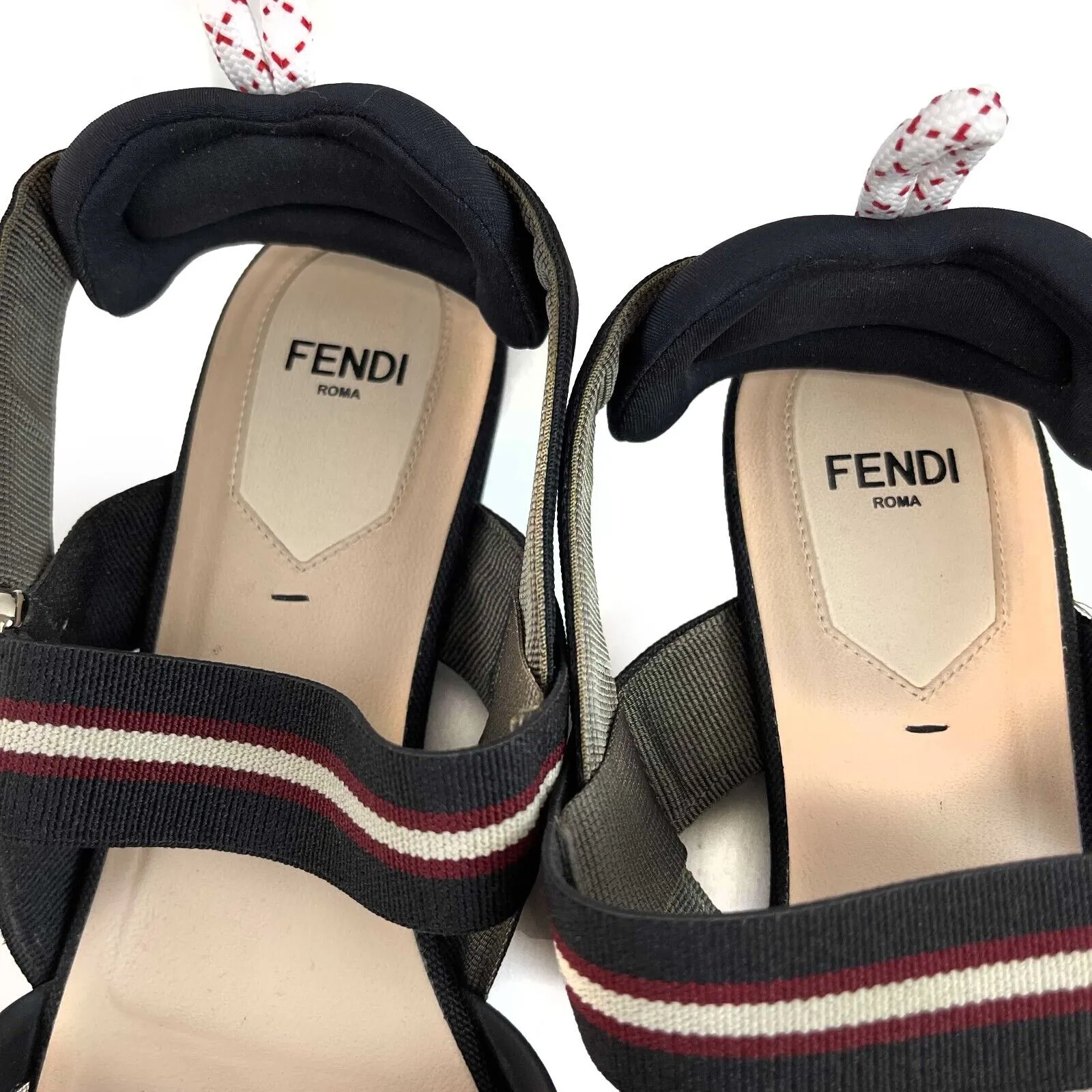 Fendi Colibr Multicolor Tech Mesh Medium-Heel Slingbacks Brown 38 USS 8 Shoes