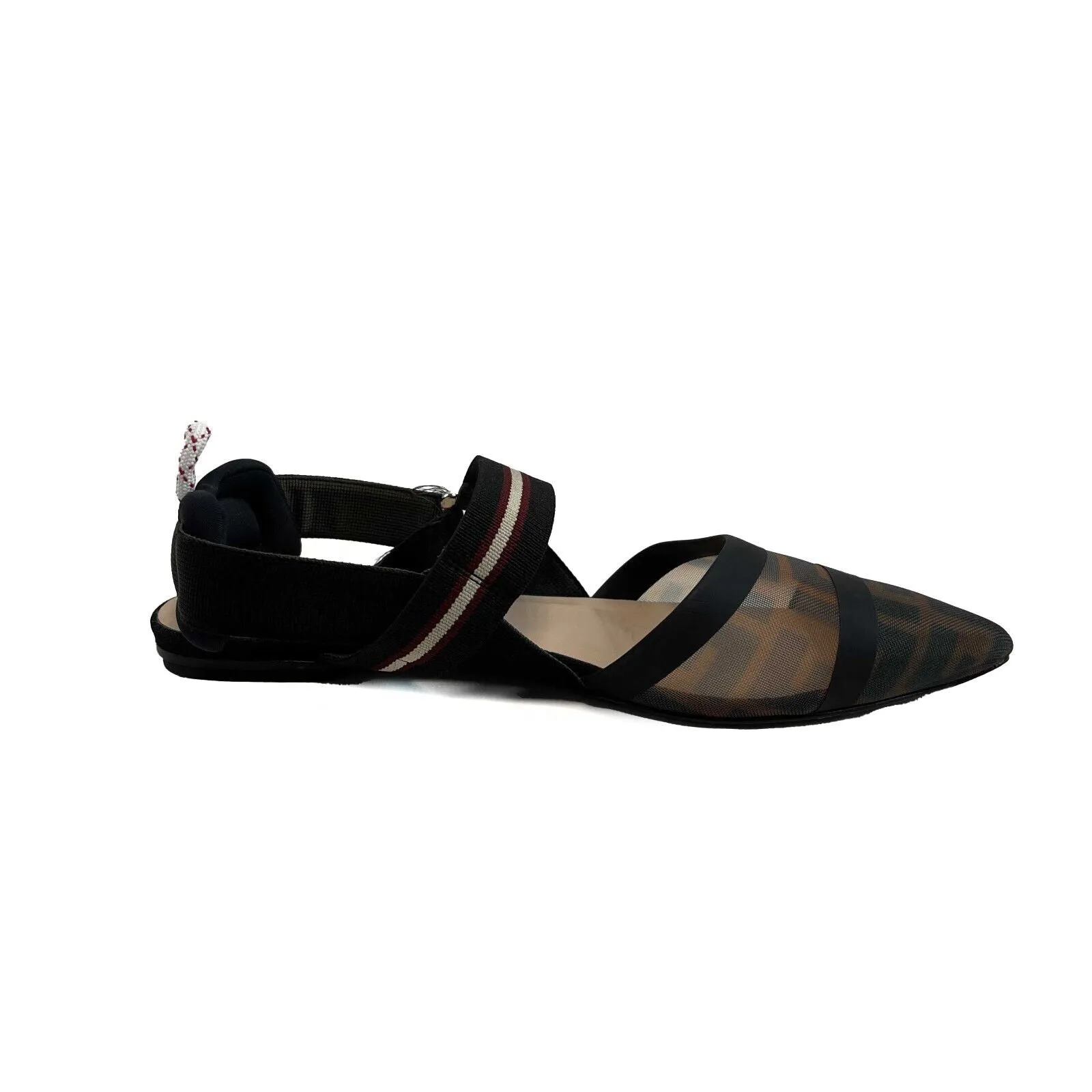 Fendi Colibr Multicolor Tech Mesh Medium-Heel Slingbacks Brown 38 USS 8 Shoes