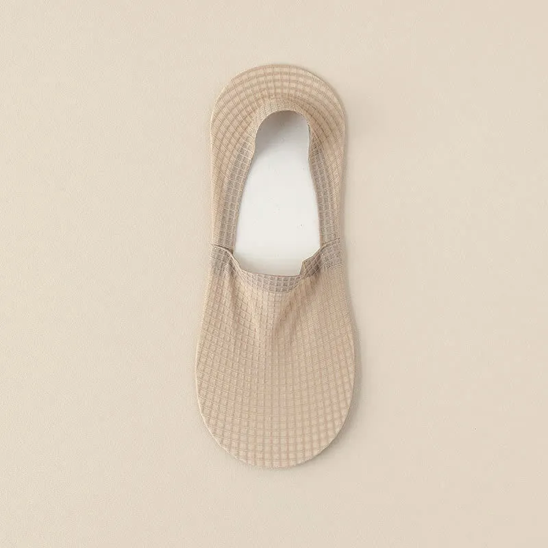 Plus Size Waffle No Show Socks(7 Pairs)