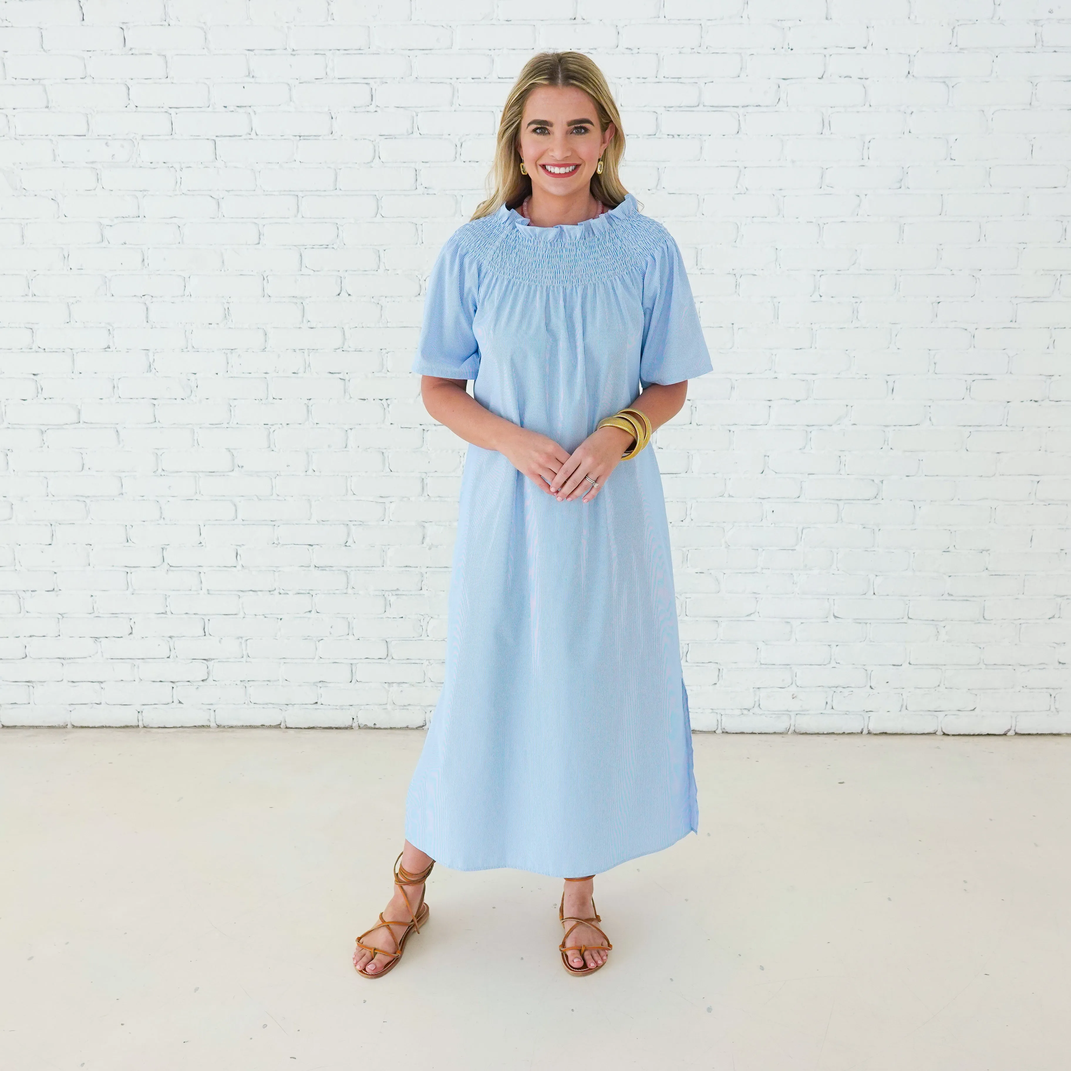 Polly Dress Blue Stripe