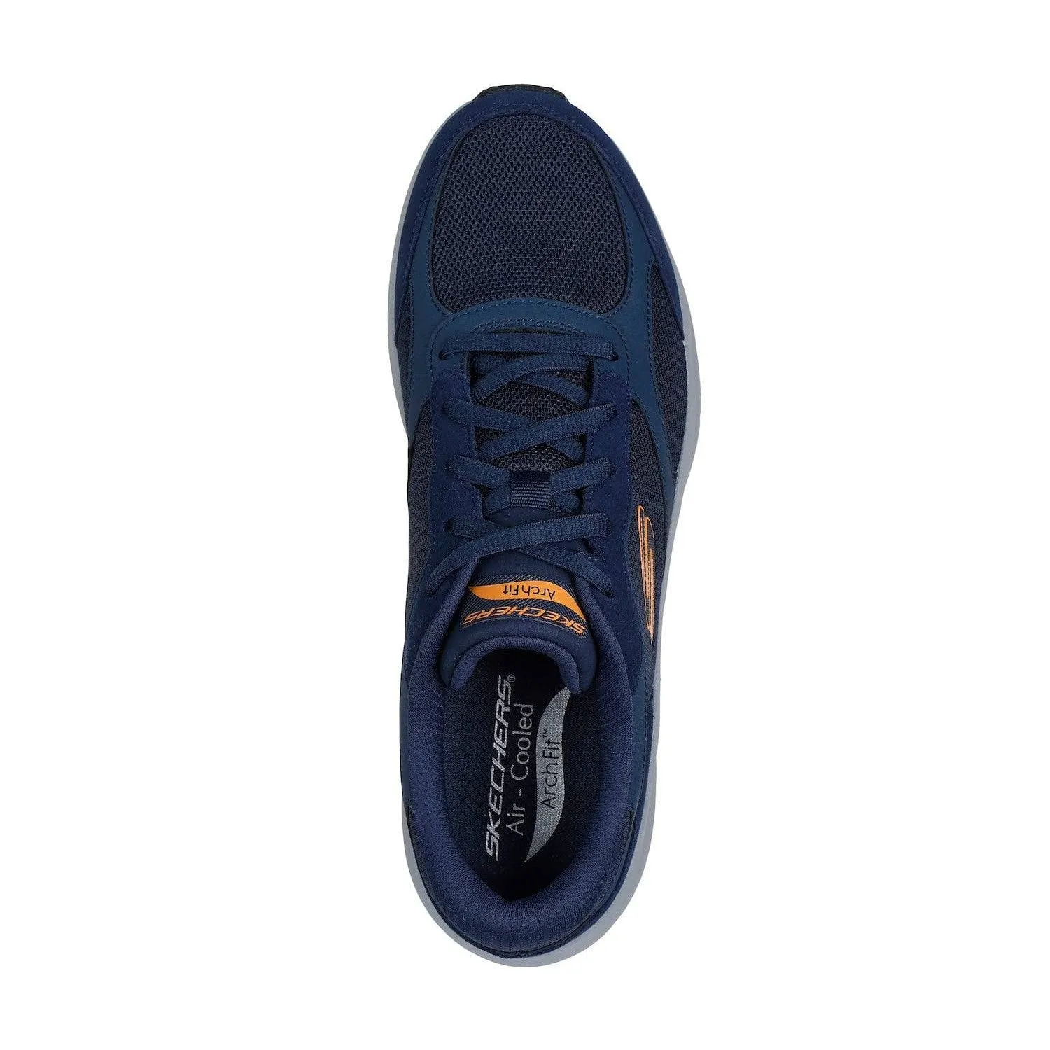 Skechers 232702 Arch Fit 2.0 - The K Mens Navy Orange Leather Arch Support Lace Up Trainers