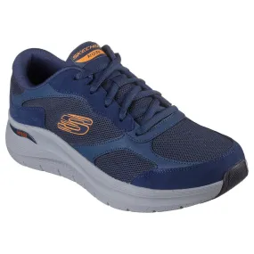 Skechers 232702 Arch Fit 2.0 - The K Mens Navy Orange Leather Arch Support Lace Up Trainers