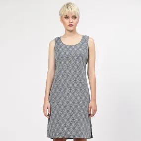 Stone Blue Sleeveless Dress With Lace Fabric