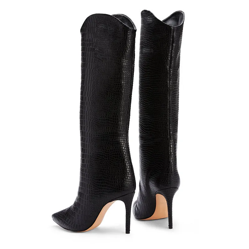 Women's Stiletto Heels And Knee-length Boots
